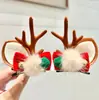 Navidad Niños Adultos Orejas de Reno Cuernos Pinzas para el Cabello Lazos Cascabeles Pompones Clips Dobles Accesorios para el Cabello Nuevo