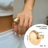 Anillo abierto de bola brillante exagerado de joyería transfronteriza europea y americana, traje para mujer, nicho de Instagram, pulsera geométrica curva