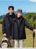 Nueva chaqueta outdoor de estándar nacional para hombres y mujeres, abrigo de senderismo tres en uno a prueba de viento e impermeable, ropa para montañismo y esquí con logotipo personalizado