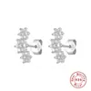 Pendientes de plata de ley S925 con diseño de flor, diamante y circonita, muy populares en Europa y América, con copos de nieve navideños, elegantes y de alta durabilidad.