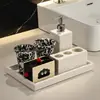 Prateleira de Armazenamento para Bandeja de Banheiro Quarto de Hóspedes Modelo de Banheiro Banheiro Balcão de Hotel Rack de Armazenamento para Cosméticos Suprimentos para Lavar as Mãos e Escovar os Dentes