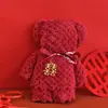 Toalha de urso atacado presente de mão para casamento vermelho vinho presente de casamento presente de casamento toalha de presente de mão