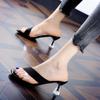 Sandálias Transparentes de Salto Alto para Mulheres 2024 Verão Novo Estilo Preguiçoso para Usar na Rua Moda Estileto Versátil Bico Aberto Sandálias Estilo Fada