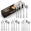 Juego de Cubiertos de Acero Inoxidable con Patrón Estilo Chino para Uso Doméstico, Cuchillo, Tenedor, Cuchara, Juego de 20/40 Piezas, Caja de Regalo