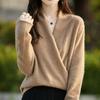Suéter de lana pura para mujer, jersey holgado de manga larga con cuello en V cruzado, moda coreana, otoño e invierno, 24 unidades