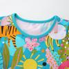 Verano Nuevo Vestido de Niñas Estampado de Animales de Dibujos Animados Vestido de Princesa Jersey de Cuello Redondo Algodón Tejido Manga Corta Vestido Infantil