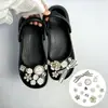 Accesorios para zapatos tipo ballet perforados DIY, accesorios de perlas y pedrería, hebillas de zapato desmontables de alta gama y decoraciones para la superficie del zapato