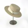 Sombrero de Ala Plana Estilo Francés Otoño e Invierno Sombrero de Lana de Copa Plana Estilo Británico Sombrero Panamá Retro para Mujer Tendencia de Sombrero de Fieltro Jazz
