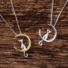 Nuevo collar de gatito con luna de plata S925 para mujer, temperamento japonés y coreano, cadena de clavícula, linda joyería Mori para estudiantes