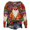 Popular Sudadera Nueva de Otoño e Invierno Transfronteriza Europea y Americana Estampada en 3D para Mujer Navideña Callejera de Moda con Cuello Redondo y Hombro Derecho