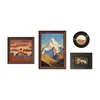 Pintura Decorativa Retro de Cuatro Paneles para Pared, Pintura Colgante con Textura de Madera Tridimensional, Escena de Montaña Dorada con Luz Solar, Arte de Pared para Combinación de Sofá en Sala de Estar