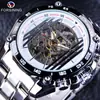 Reloj Mecánico Automático FORSINING/Fucini Esqueleto Completo Correa de Acero Inoxidable Reloj Mecánico Automático para Hombre Reloj para Hombre