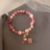 2024 Nuevo Pulsera de Cristal de Flor Rosa Belleza Primer Amor Pulsera de Cristal de Fresa Pulsera Dulce de Flor de Durazno para Mujer