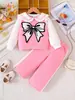 Conjunto de Ropa para Niña con Cuello Peter Pan y Lazo, Mangas Largas, Forro Polar, Conjunto de Dos Piezas Estilo Universitario para Bebé, Ropa Infantil