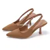 Zapatos de Mocasín con Punta Aguda de Estilo Europeo y Americano con Correa Trasera, Nuevas Sandalias de Tacón Alto de Gran Tamaño de Estilo Europeo y Americano al por Mayor