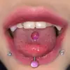Uña de la lengua con patrón de nube de resina de cinco colores Nueva decoración dulce y fresca sexy para la lengua Anillo para la lengua Joyería para perforación corporal de comercio exterior Acero inoxidable