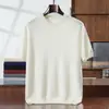 Otoño e Invierno Cachemira Manga Corta Hombre Cuello Redondo Sencillo Moda Sencilla Versátil para Negocios Jersey de Punto Media Manga Ropa de Punto