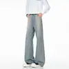 Jeans acampanados de jacquard a cuadros para hombre, estilo retro americano, pierna ancha, realzan la altura, adelgazantes, pantalones casuales estilo vibe, Xintang