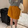 Falda corta de pana elástica de cintura alta estilo vintage, forma de tulipán, corte holgado para cuerpo tipo pera, versátil con bolsillos, falda de línea A adelgazante