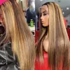 Nueva moda europea y americana color piano peluca cabello largo liso encaje frontal 13*4 peluca cobertura completa de cabeza
