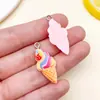 Colgantes Mixtos de 6 Modelos de Mini Cono de Helado de Fresa Arcoíris de Resina Simulada Accesorios para Pendientes DIY Llavero Joyería