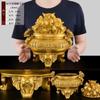 Cuenco del Tesoro de Cobre con Adorno de Sapo Dorado de Tres Patas para Sala de Estar Decoración del Hogar, Transferencia de Riqueza y Alcancía para Ahorrar Dinero