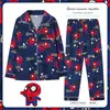 Pijamas Infantiles del Sudeste Asiático Primavera y Otoño Nuevos Lindos Divertidos para Niñas Niños Medianos y Grandes Traje de Manga Larga con Cuello de Solapa Ropa de Casa para Niños Pequeños