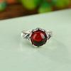 Anillo abierto estilo étnico con cuentas de loto y hoja de loto envejecidas vintage de ámbar sangre de plata pura Yilu S990