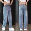 Pantalones de Mezclilla Sueltos para Otoño e Invierno para Hombre con Felpa Adentro Estilo Coreano Moderno Versátiles Casuales Pantalones de Hombre Moda Engrosados Pierna Ancha Largos