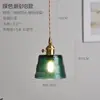 Lámpara colgante de cristal de color estilo nórdico japonés, iluminación artística creativa y única para bar, pasillo, dormitorio, mesita de noche, lámpara de estilo vintage
