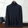 Nova coleção outono e inverno: suéter masculino de cashmere, cor sólida, gola alta discreta, suéter de lã, adequado para uso profissional, tamanhos grandes, pode ser usado como camada base