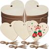 Venta caliente transfronteriza de virutas de madera en blanco DIY para el Día de San Valentín, decoración creativa navideña, colgante pintado a mano en forma de corazón.