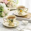Conjunto de Xícara e Pires de Café Vintage para Chá da Tarde Xícara de Chá de Alto Valor Cerâmica com Sensação Britânica de Alto Padrão Xícara e Pires Francês