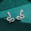 Pendientes de serpiente de plata esterlina s925 transfronterizos europeos y americanos para mujer, modernos y populares en Internet, con diamantes repletos de animales, ligeros y de lujo que combinan con todo.