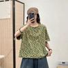 2025 Verano Nuevo Cuello Redondo Casual Artístico Jersey Camiseta Estampado Floral Combinable Manga Corta Mujer