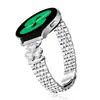 Adecuado para Correas de Reloj Inteligente Samsung, Huawei, Xiaomi de 20 mm, Trébol con Forma de Corazón, Correa de Acero con Siete Perlas Brillantes