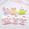 Gatitos Gemelos de Dibujos Animados Pegamento de Crema DIY para Funda de Teléfono Diadema Pinza para el Cabello Accesorios de Resina Caja de Papelería Parche Decorativo