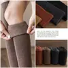 Meias 7/8 outono e inverno engrossadas femininas com forro de fleece quentes de terry para coxa meias femininas altas antiderrapantes protetoras de joelho para coxa
