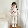 Conjunto de Chicas Primavera y Otoño Sudadera con Capucha Pantalones Casuales Dibujo Animado Muñeco de Nieve Navideño Pantalones Deportivos para Niños Pequeños Lindo Conjunto de Dos Piezas