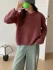 Suéter de punto liso estilo coreano con cuello redondo, nueva colección otoño/invierno 2026, corte holgado, diseño versátil y minimalista, suéter de punto para mujer