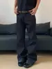 Pantalones vaqueros negros acampanados bordados con patrón retro americano, marca de moda, alta gama, corte ajustado, pantalones casuales de pierna recta