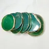 Rodajas de Ágata Natural, Rodajas Decorativas de Paisaje con Borde Dorado Verde, Posavasos de Café, Paleta, Almohadillas para Manicura, Rodajas de Piedra Cruda