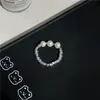 Anel de Dedo Indicador de Pérola Distintivo da Moda com Design de Nicho Estilo Japonês e Coreano Anel de Flor de Pérola Doce para Mulheres
