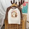 Otoño 2024 Nueva Camiseta de Manga Larga para Niñas Cuello Redondo Estilo Coreano Estampado de Dibujos Animados Camiseta Básica para Bebé Top Ropa de Hombre