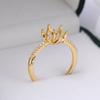 Accesorios de Perlas para Bricolaje Soporte Vacío Chapado en Cobre Dorado Corona de Zirconia 18K Anillo de Jade Vacío Accesorios Elegantes Personalizados para Mujer