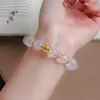 Pulsera de Cristal con Polvo de Oro Arena Estilo Mismo de la Joyería Puzuo con Anillo Corredizo de Estrella de Ocho Puntas con Diamante Dorado para Mostrar Blanqueamiento de Piel como Regalo para tu Novia