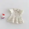 Camisa con Lazo Seleccionada Cuidadosamente para Niñas Nuevo Verano Cuello Baby Doll Estilo Coreano Vestido Conjunto de Falda para Niños