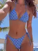 2027 Traje de Baño Europeo y Americano Transfronterizo Más Vendido Vintage Lunares con Lazos Sexy Bikini de Playa Conjunto para Mujer