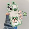 Bonita funda de rana para Apple 16PRO, iPhone 15, de silicona, resistente a caídas, con orificios finos de 14" y 7/8".