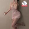 Pijama de Verano Sexy para Mujer Encaje Rosa Cereza Deseo Puro Modal Tentación Bolsa Cadera Sling con Almohadilla en el Pecho Camisón